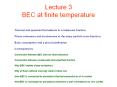 Lecture 3 BEC at finite temperature PowerPoint PPT Presentation