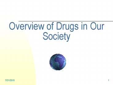Overview of Drugs in Our Society