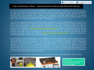 New Technology at Work - Exploring South Carolina Leak Detection