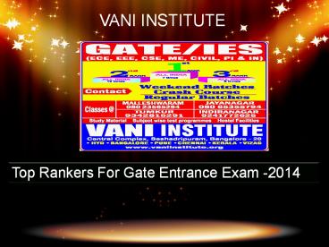 Vani Institute Top Rankers 2014-Vaniinstitute.com