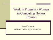 Work in Progress - Women in Computing Honors Course