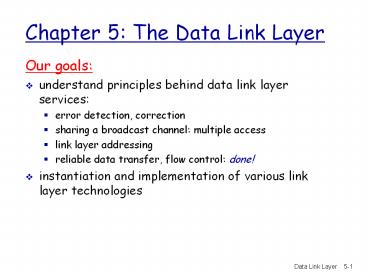 Chapter 5: The Data Link Layer
