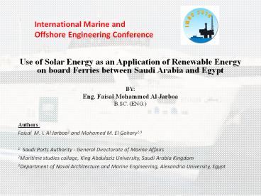 International Marine and Offshore Engineering Conference