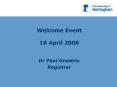 Welcome Event 18 April 2008 PowerPoint PPT Presentation