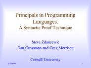 Principals in Programming Languages: A Syntactic Proof Technique