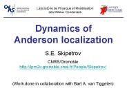 Dynamics of Anderson localization