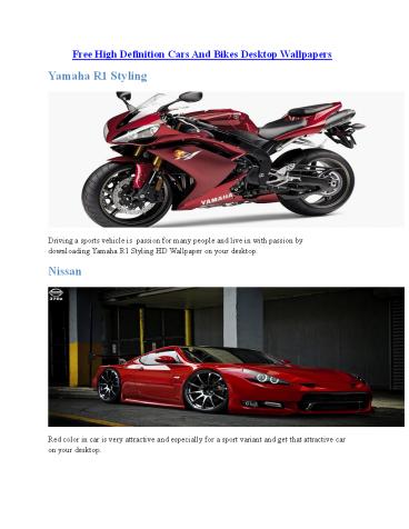 Free High Definition Cars And Bikes Desktop Wallpapers