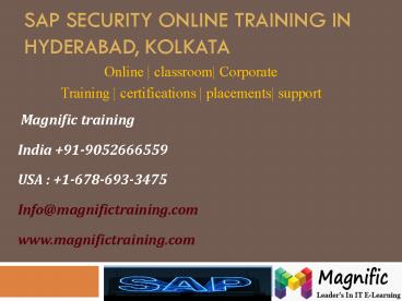 Sap Security Online Training in Hyderabad,Kolkata