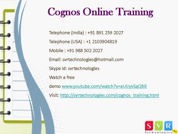 Cognos Online Training Hyderabad