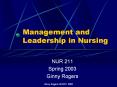 Management and Leadership in Nursing PowerPoint PPT Presentation