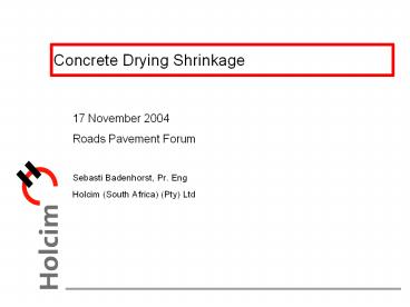 Concrete Drying Shrinkage