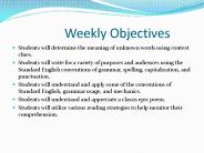 Weekly Objectives