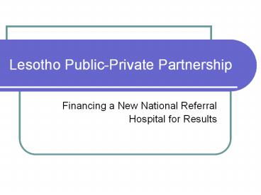 Lesotho Public-Private Partnership