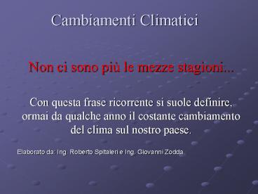 Cambiamenti Climatici