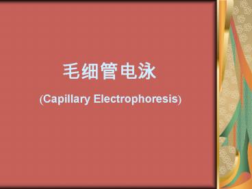 ?Capillary Electrophoresis?