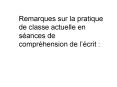 Remarques sur la pratique de classe actuelle en s PowerPoint PPT Presentation