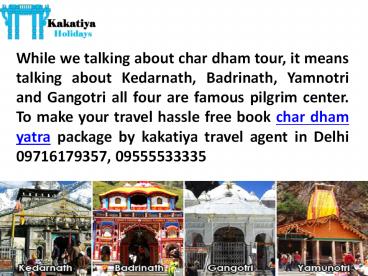 Char Dham Yatra Tour Travel Agent in Delhi