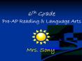 6th Grade Pre-AP Reading PowerPoint PPT Presentation