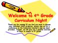 Welcome to 4th Grade Curriculum Night! PowerPoint PPT Presentation