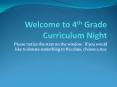 Welcome to 4th Grade Curriculum Night PowerPoint PPT Presentation