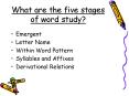 What are the five stages of word study? PowerPoint PPT Presentation