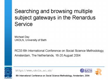 Searching and browsing multiple subject gateways in the Renardus Service