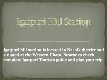 Igatpuri Hill Station