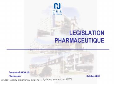 LEGISLATION PHARMACEUTIQUE