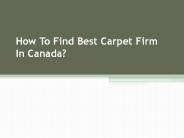 How To Find Best Carpet Firm In Canada?