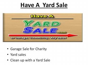 Have A Yard Sale Online