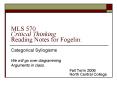 MLS 570 Critical Thinking Reading Notes for Fogelin: PowerPoint PPT Presentation