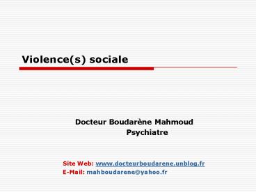 Violence(s) sociale