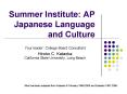 Summer Institute: AP Japanese Language and Culture PowerPoint PPT Presentation