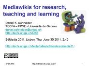 Mediawikis for research, teaching and learning