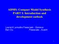 ADMS: Compact Model Synthesis PART I: Introduction and development outlook PowerPoint PPT Presentation