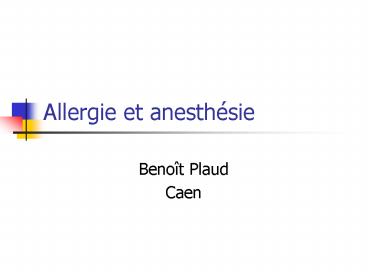 Allergie et anesth