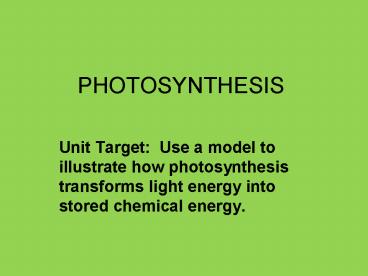 PHOTOSYNTHESIS