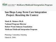San Diego Long-Term Care Integration Project: Resetting the Context