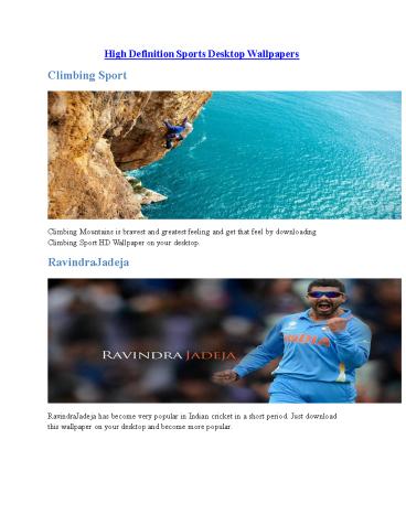 High Definition Sports Desktop Wallpapers