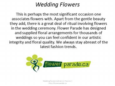 Mississauga florist | Wedding flowers delivery in Toronto