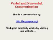 Verbal and Nonverbal Communication