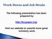 Work Stress and Job Strain