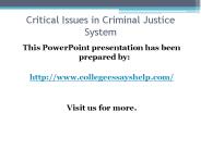 Critical Issues in Criminal Justice System