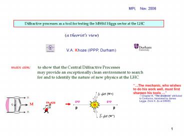 V.A. Khoze (IPPP, Durham)