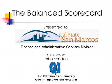 The Balanced Scorecard