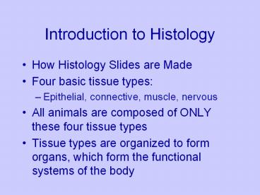 Introduction to Histology