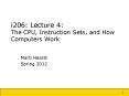 i206: Lecture 4: The CPU, Instruction Sets, and How Computers Work PowerPoint PPT Presentation