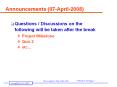 Announcements (07-April-2008) PowerPoint PPT Presentation