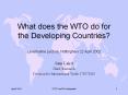 What does the WTO do for the Developing Countries? Leverhulme Lecture, Nottingham 22 April 2002 PowerPoint PPT Presentation