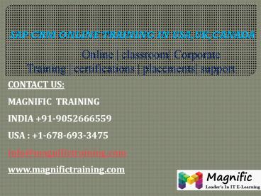 Sap Crm Online Training in Usa,Uk,Canada